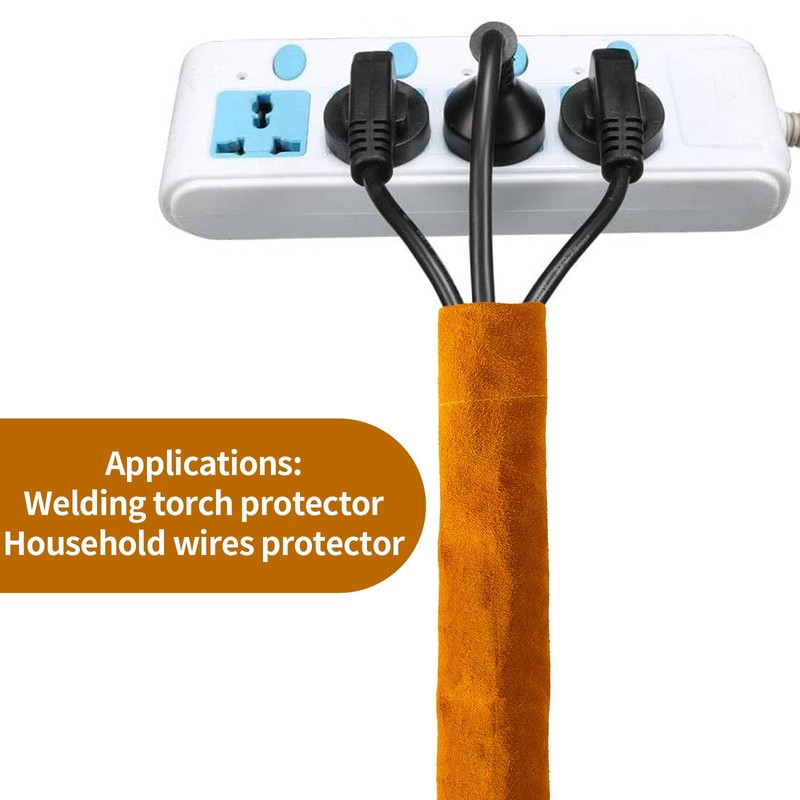 TIG Welding Torch Cable Cover,12 ft Flame-Resistant Split Cowhide Leather