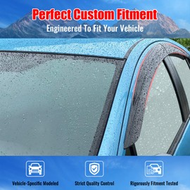 IKON MOTORSPORTS Tape on Low Profile Window Visors, Compatible with 2022-2025 Hyundai Santa Cruz, Acrylic Smoke/Tinted Rain Guards, Side Window Wind Deflectors 4PCS