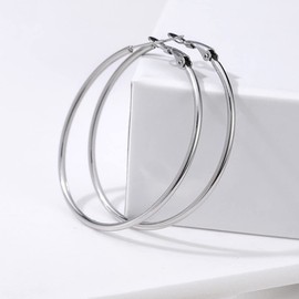 Earrings for Women Stainless Steel Hoop Earrings Large Shape Hoop Folding Hoop Fashion (Silver/3 Pairs), silver