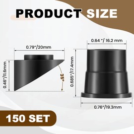 Pushglossy 150 Set Plastic Baluster Connectors Round Balusters Black Baluster Adapter with Screws for 3/4" Od Deck Handrail Staircase Balusters Home House Indoor Outdoor