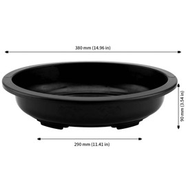 JAPCHET 12 PCS Oval Bonsai Training Pots, Plastic Pots with Drainage Holes Oval Nursery Pot for Home, Garden and Hotel, 15 x 11.4 x 3.5 in, Black