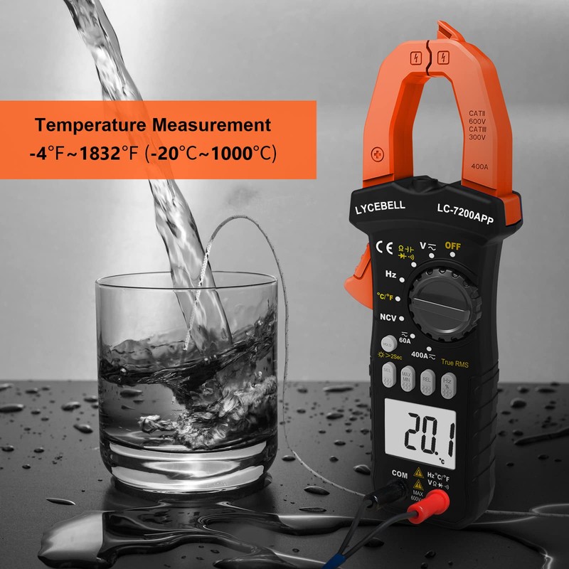 LYCEBELL Clamp Meter Digital Multimeter, LC-7200APP Multimeter Tester, TRMS 6000