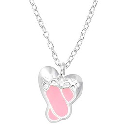 Ballerina Necklace Pink Pointe Shoes 925 Sterling Silver