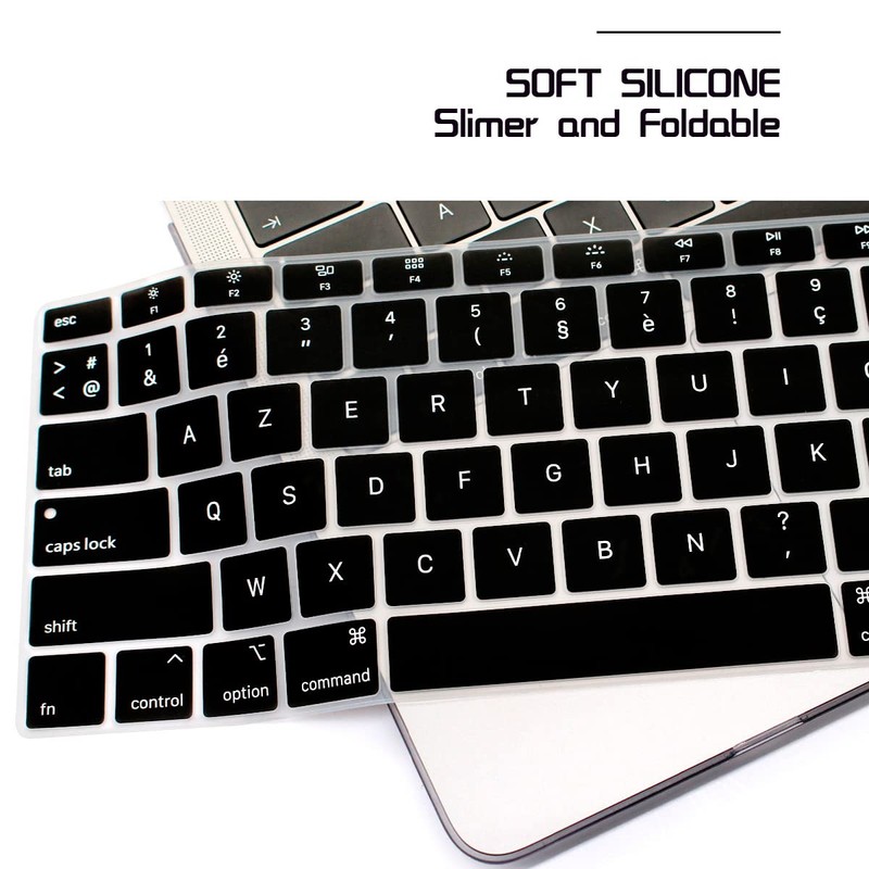 HRH French AZERTY Language Silicone Keyboard Cover Skin for MacBook