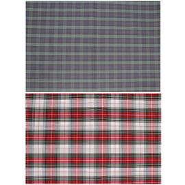 miwaki GR WH S Fabric Placemats for Kids, Girls, Nursery School, Kindergarten, Set of 2, Simple with Name Tag, White, Red, Navy, Green, Tartan