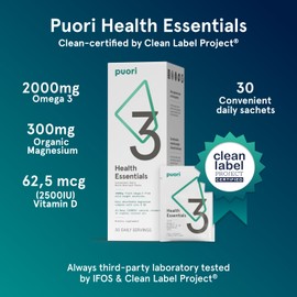Puori Puori P3 Health Essentials - Multivitamins for Men and Women - 30 Servings - Omega 3, Vitamin D, Magnesium, Zinc - Multi-Nutrient for Brains and Energy