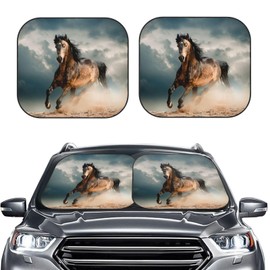 2 PCS Funny Horse Sun Shade for Car Windshield Auto Front Window Sunshade Visor Shield Cover Medium