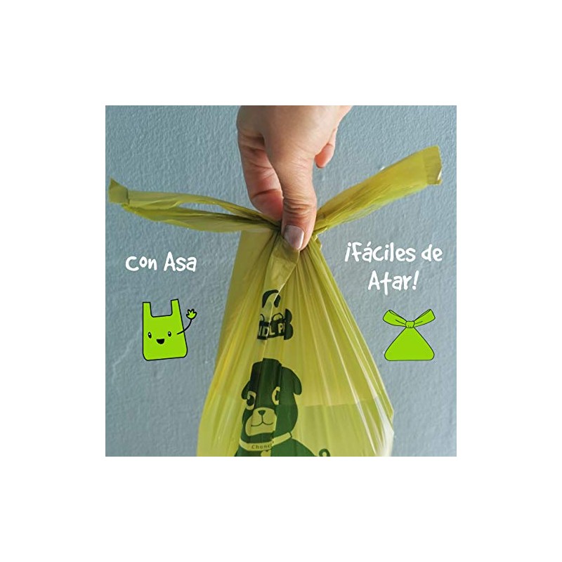 Bolsas Biodegradables con Asa para popó de Perro. Kit con