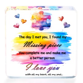 I Love You Gifts for Him Her, Square Acrylic Plaque Sign Boyfriend Girlfriend Birthday Gift, Valentines Gifts for Wife Husband, Love You Forever Romantic Presents for Wedding Anniversary Christmas
