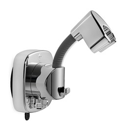 Suction Cup Handheld Shower Head Holder - 360 Swivel Adjustable - Wall Mount Reusable Shower Wand Holder - Universal Fits - Chrome Finish