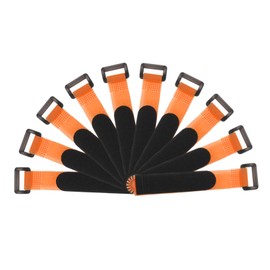 MECCANIXITY Fastening Hook and Loop Cable Tie 6 Inch x 13/16 Inch Reusable with Buckle Adjustable Multi-Purpose Wire Strap for Cord Management Orange, Pack of 10