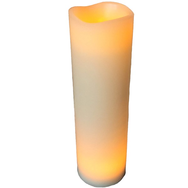 WHW Whole House Worlds Creamy White LED Candle, Creamy White Wax, 1-Foot-Tall (12 Inches) Battery Powered (3 AA)