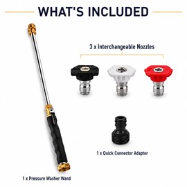 Hydro Jet Power Washer Wand with 3 Interchangeable Nozzles for Garden Hose – High-Pressure Cleaning Tool for Cars, Patios, Driveways & Yards