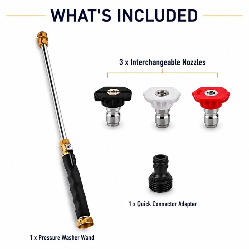 Hydro Jet Power Washer Wand with 3 Interchangeable Nozzles for