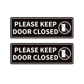 2PCS Please Keep Door Closed Sign, Self-Adhesive Waterproof Close The Door Sign Sticker，Indoor/Outdoor Use for Home, House,Store,Cafe and Restaurant