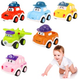 6 Pcs Pull Back Cars, Toy Cars for 1 Year Olds and 2 Year Olds, Back Trucks for Toddlers Age 1-3, Educational Pull Back Vehicles for Toddlers, Toy Car Gifts, Birthday Gifts for Boys and Girls