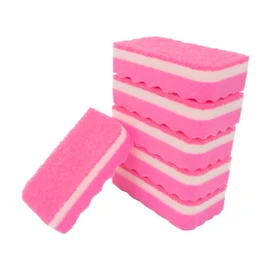 Towa Sangyo Kitchen Sponges, Scratch Resistant, Dishwashing, Set of 6, TZ Foam, Large Capacity, Pink, Made in Japan, Foam Dishes, Long Lasting, Soft, Large Capacity, Oil Stains, Replacement