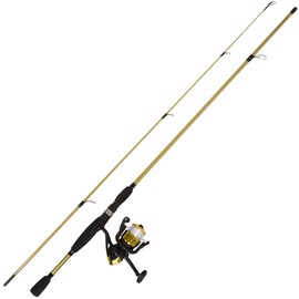 Fishing Rod and Reel Combo - 2pc Strike Series Medium Action 78-Inch Spinning Reel Fishing Pole - Angling Gear for Bass and Trout by Wakeman (Gold), 6.5 feet