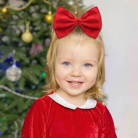 Zolyco Large Big 6 Inch Hair Bows Thick Ribbon Boutique Alligator Clips Hair Accessories for Women Girls Toddlers Kids Teens 2 Pcs(Red)