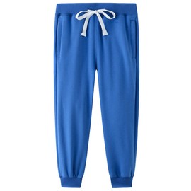 DILBYKE Pantalones deportivos de forro polar para niños con bolsillos, pantalones gruesos para niños, Azul Real, Small