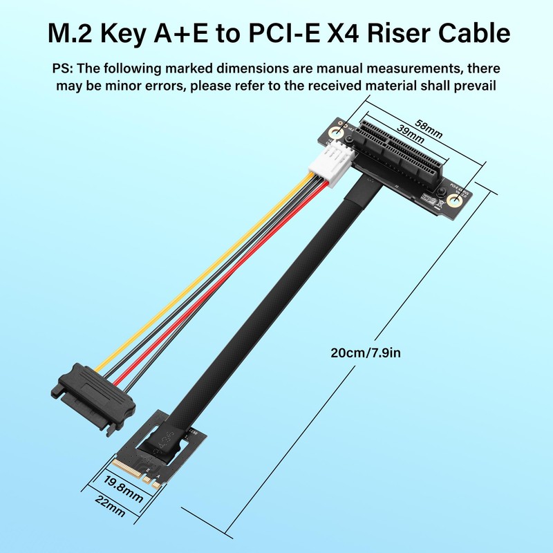 SinLoon M.2 NGFF Key A+E to PCIe X4 Extender Cable