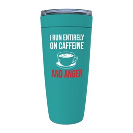 sarcasm Mint Edition Viking Tumbler 20oz - I run entirely on caffeine - Adult Humor Kidding Gag Pun Sassy Sarcastic Joke Laugh for Colleagues Humorous Hilarious Snarky