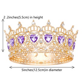 JITINX Queen Crown Wedding Rhinestone Heart Crowns and Tiaras for Women Costume Party Hair Accessories Princess BirthdayCrown Crystal Bridal Crown