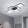 GEADI Modern LED Ceiling Lights, Black Dimmable Rectangular Chandelier 68W