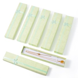 Craftdady 12 Pack Necklace Pendant Jewelry Boxes 7.87 x 1.61 x 0.87 Inch Pale Green Rectangle Cardboard Paper Present Boxes Present Packing Case for Festival Birthday Wedding Jewelry Display