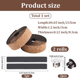 GORGECRAFT 2 Rolls 4.3M Bike Bike Handlebar Foam Tape Brown EVA Soft Vintage Cork Shock Absorbent Road Bicycle Handle Bar Wrap Tape with 2Pcs Plugs and Sticker for Outdoor Cycling Indoor Spin Bikes