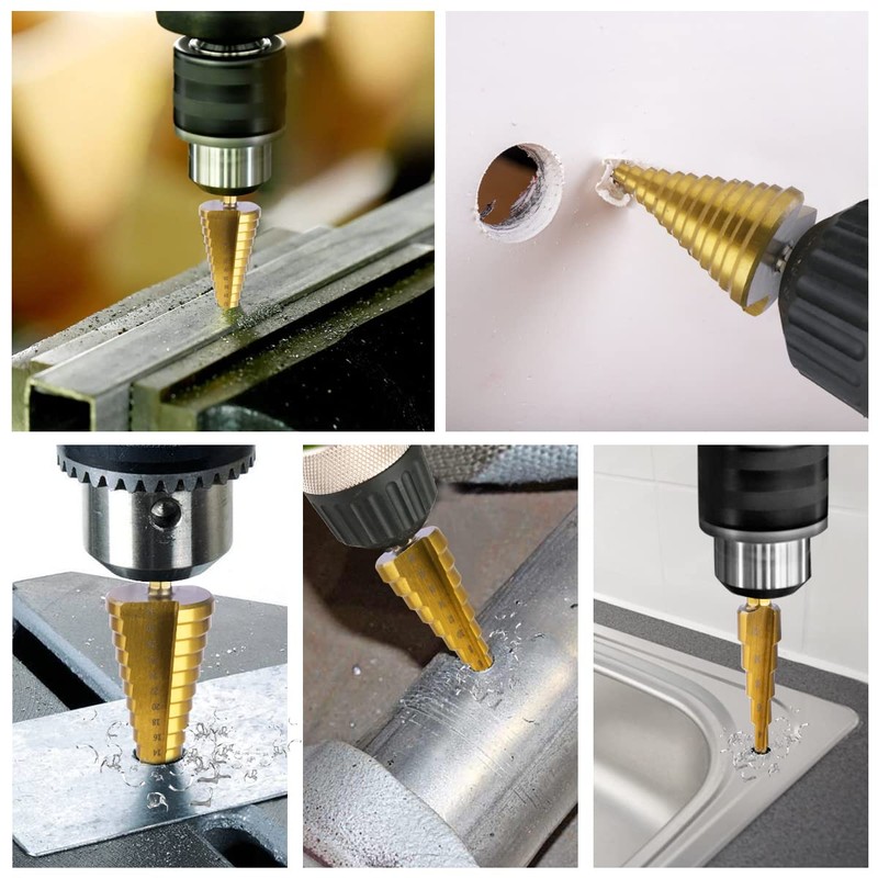 flintronic HSS Step Drill Bit Set 4 Pieces, Hex Shank