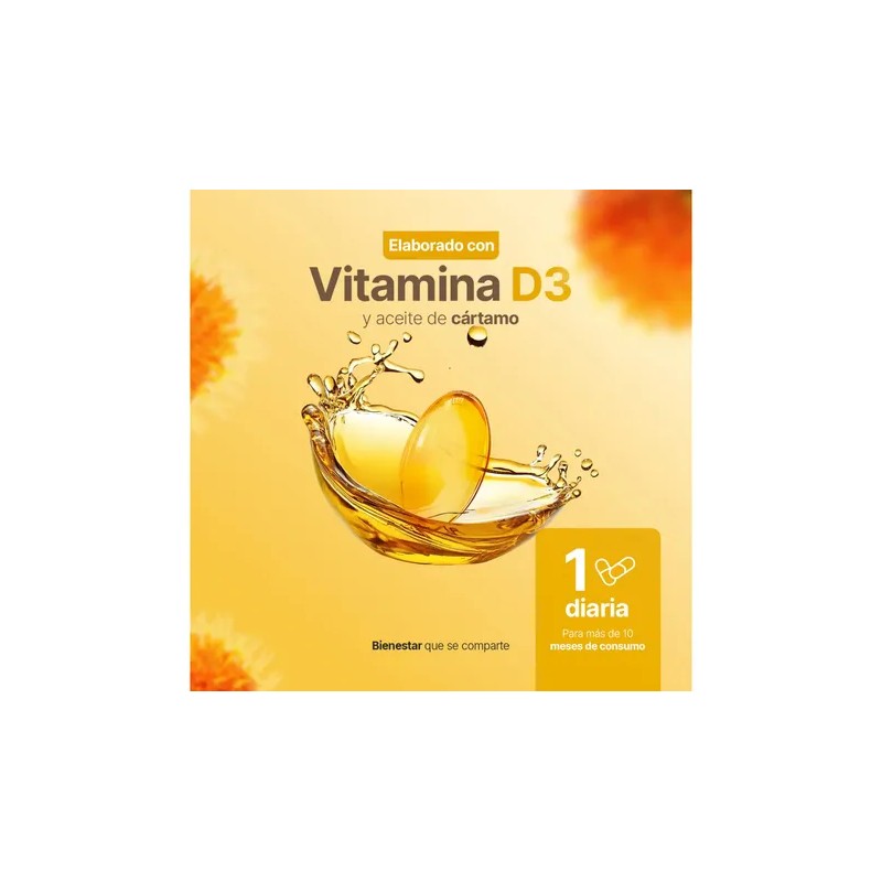 Safflower Vitamina D3 400 Ui 300 Cápsulas con Aceite De
