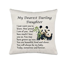 Axmosto Daughetr Gifts, Cute Panda Family Cushion Cover, Daughter Birthday from Daddy Mummy, Home Decor Cushion Pillow Cover