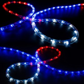 WYZworks 288LEDs, 25ft USA Patriotic American Red White Blue, LED Rope Light, Connectable Outdoor Permanent Waterproof Accent Exterior Lighting, ETL Certified, Backyard Patio, Garden, Decorative
