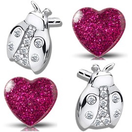 2x Girls' Earrings Made of Genuine 925 Sterling Silver with Zirconia Stainless Steel Stud Earrings Set, 925 sterling silver and stainless steel, Cubic Zirconia