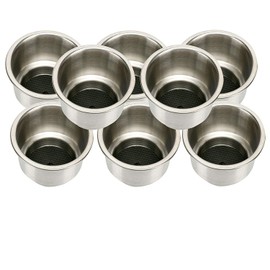 Amarine Made 8pcs Stainless Drink Holder with Drain, Multi-Use Boat Cup Holders