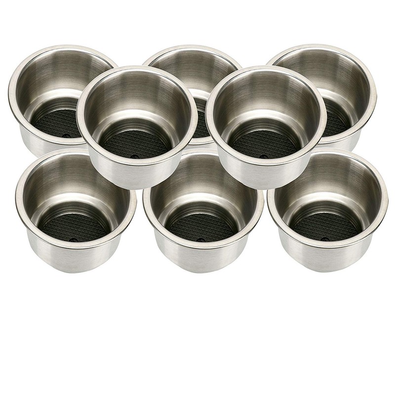 Amarine Made 8pcs Stainless Drink Holder with Drain, Multi-Use Boat