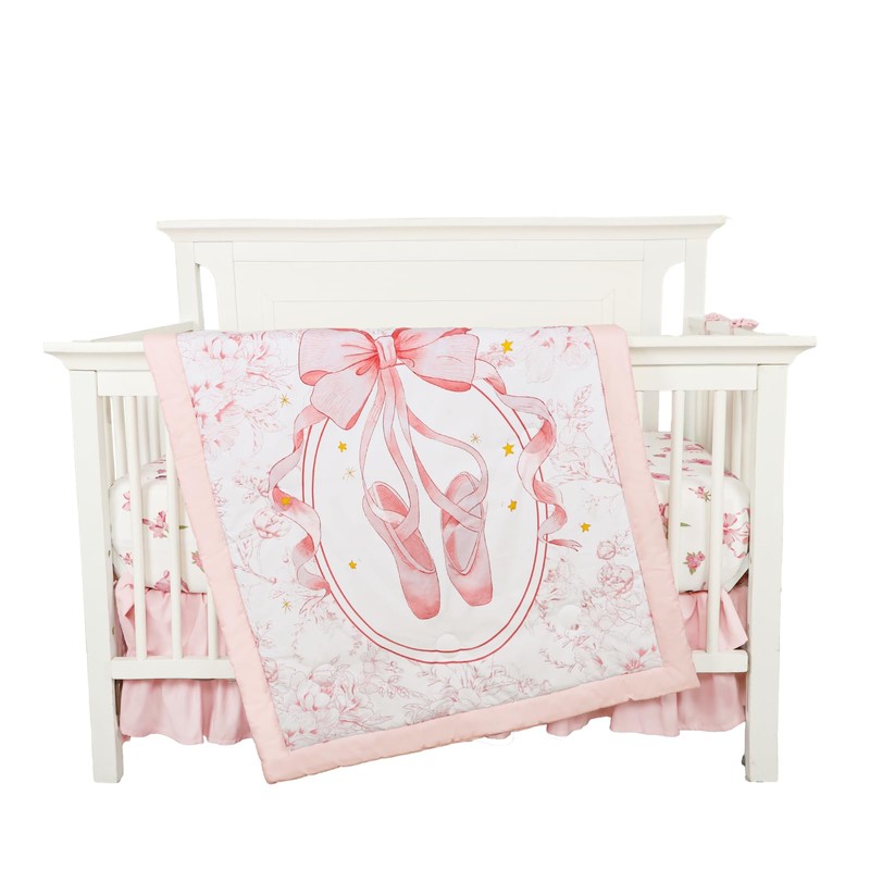 HNHUAMING 4-Piece Crib Bedding Set for Girls Boys, Baby Crib