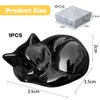 NATOSU Black Obsidian Cat Crystals Shiny Sleeping Cat Statue Healing