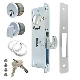 Sidco Supply Storefront Door Lock – Mortise Lock – Commercial Door Locks- Hook Bolt Lock- Deadbolt & Keyed Cylinder Combo, Adams Rite Cam, in Aluminum (1-1/8" Backset)