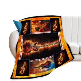 Guitar Blanket Super Soft Warm Cozy Plush Fluffy Guitar Stuff Lightweight Fleece Flannel Gifts Blankets for Kids Adults 50"X40" Music Throw