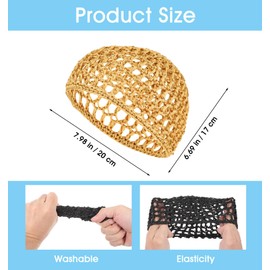 4 Pcs Hair Net for Sleeping, Comfortable Reusable Mesh Crochet Hair Net, Breathable Elastic Crochet Cap for Women Silk Press, (4 Colors)