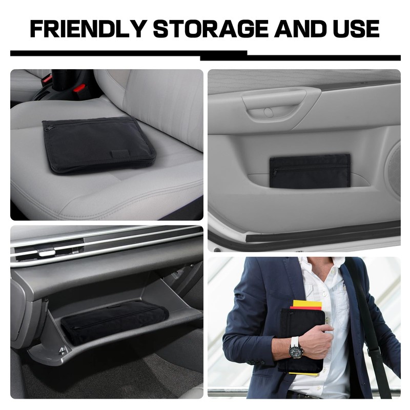 Car Document Holder, Glove Box Organiser with Full-Seal Zipper Pouch