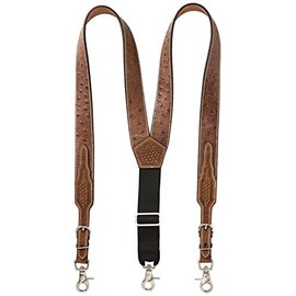 Nocona Belt Co. Men's Ostrich Print Leather Suspender, tan, Medium