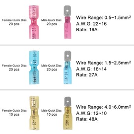 JUZITAO 100PCS Heat Shrink Spade Connectors 22-10 AWG Electrical Wire Connectors Female and Male Terminals Insulated Quick Disconnect Wire Connectors Connectors Kit