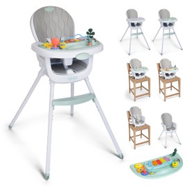 Infantino Music & Lights 3-in-1 Convertible High Chair, Baby & Toddler Dining Chair with Tray, Interactive Lights & Sounds, Foldable, Easy to Clean, Machine Washable Seat for Ages 6+ Months