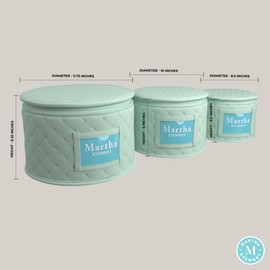 Martha Stewart Dinnerware Stemware Glassware Stackable Organizer Home Storage Container Case, 3 Piece Dinnerware Set Organizer For Dessert, Salad and Dinner Plates With Felt Dividers, Mint