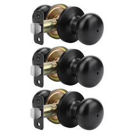 goldenwarm Black Interior Door Knob, Privacy Door Knob, Matte Black Bedroom Door Knobs, Door Knobs Interior Bulk, Privacy Door Knobs for Bedroom or Bathroom(3 Pack)