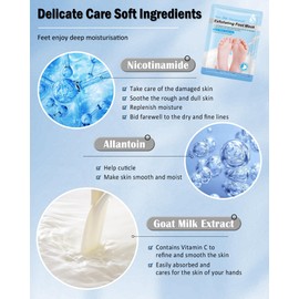 Foot Mask 6 Pairs Callus Removal Foot Exfoliating Foot Mask, Moisturising Foot Mask Socks, Natural & Gentle Foot Care for Dry and Cracked Feet, Men Women Foot Care Foot Mask Goat Milk