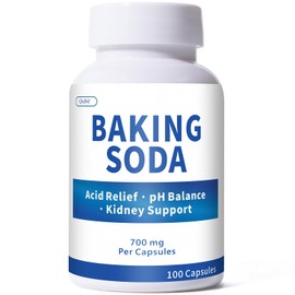 Baking Soda Capsules – 700mg Sodium Bicarbonate Supplement | Natural Baking Soda for Acid Reflux Relief, Alkalinity, PH & Kidney Health – Easy to Swallow, 100 Capsules